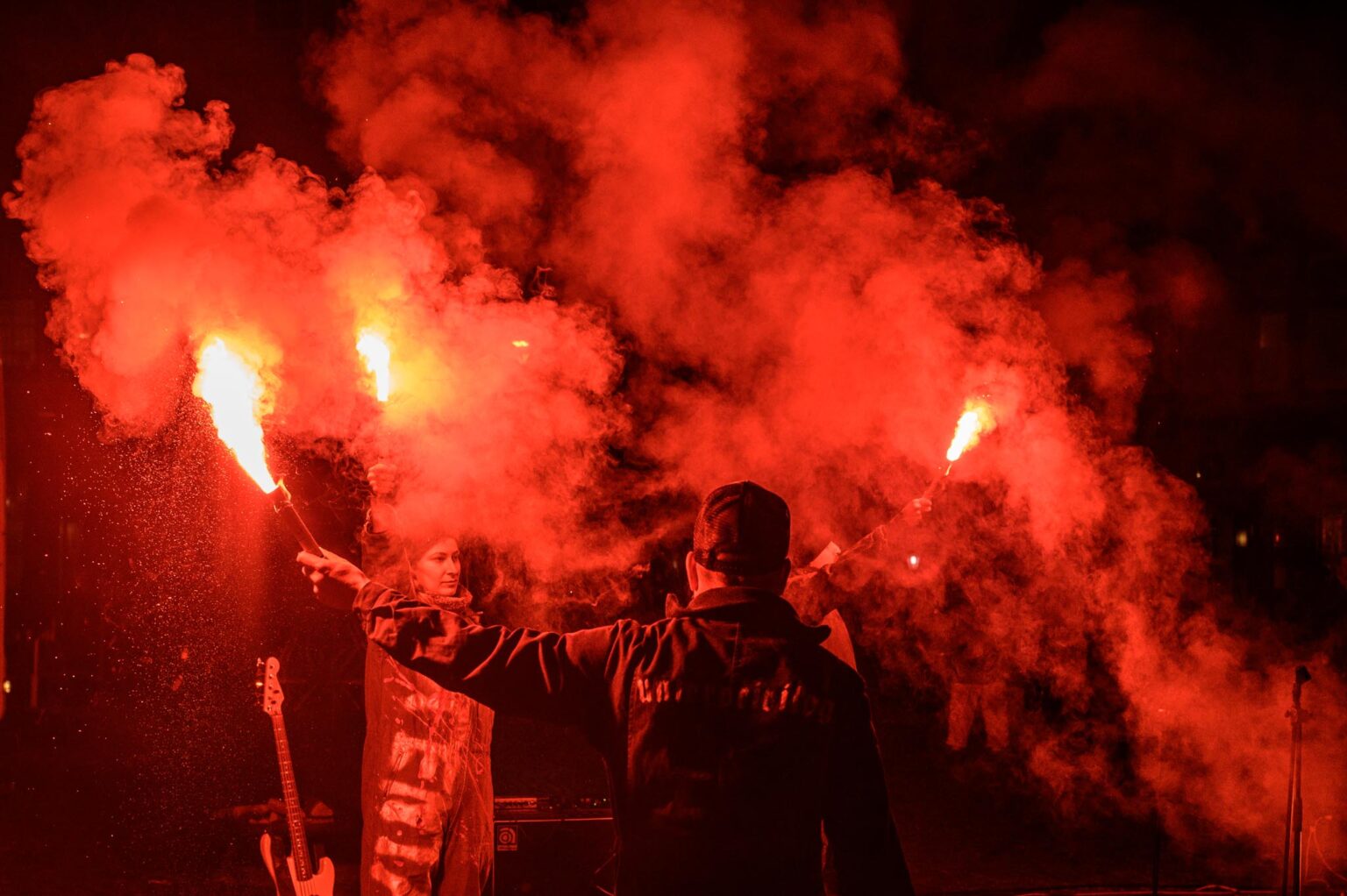 30.10.21, Jena: Aufführung der Performance »Der Altar der Rache« von Volkan Türeli, Mateja Meded, Jelena Kuljic und Mirko Borscht. Foto: Candy Welz